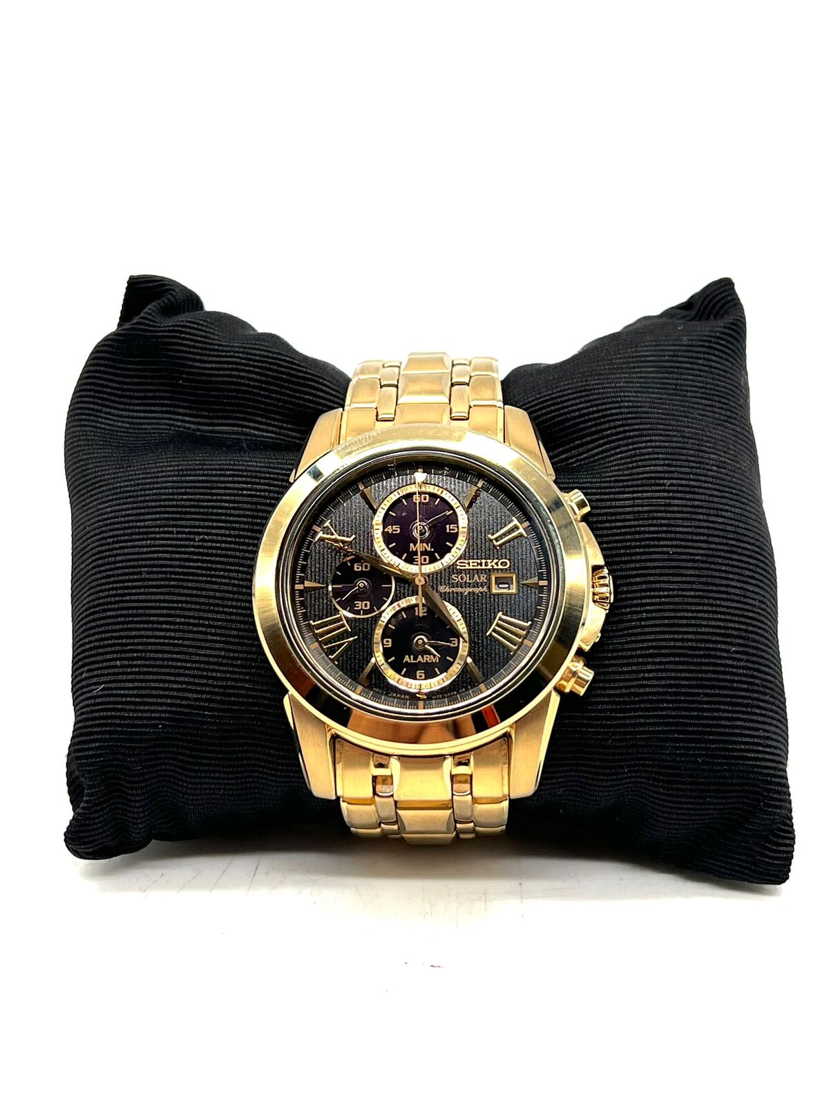 Seiko Men s Le Grand Solar Chronograph Gold Watch Pre owned