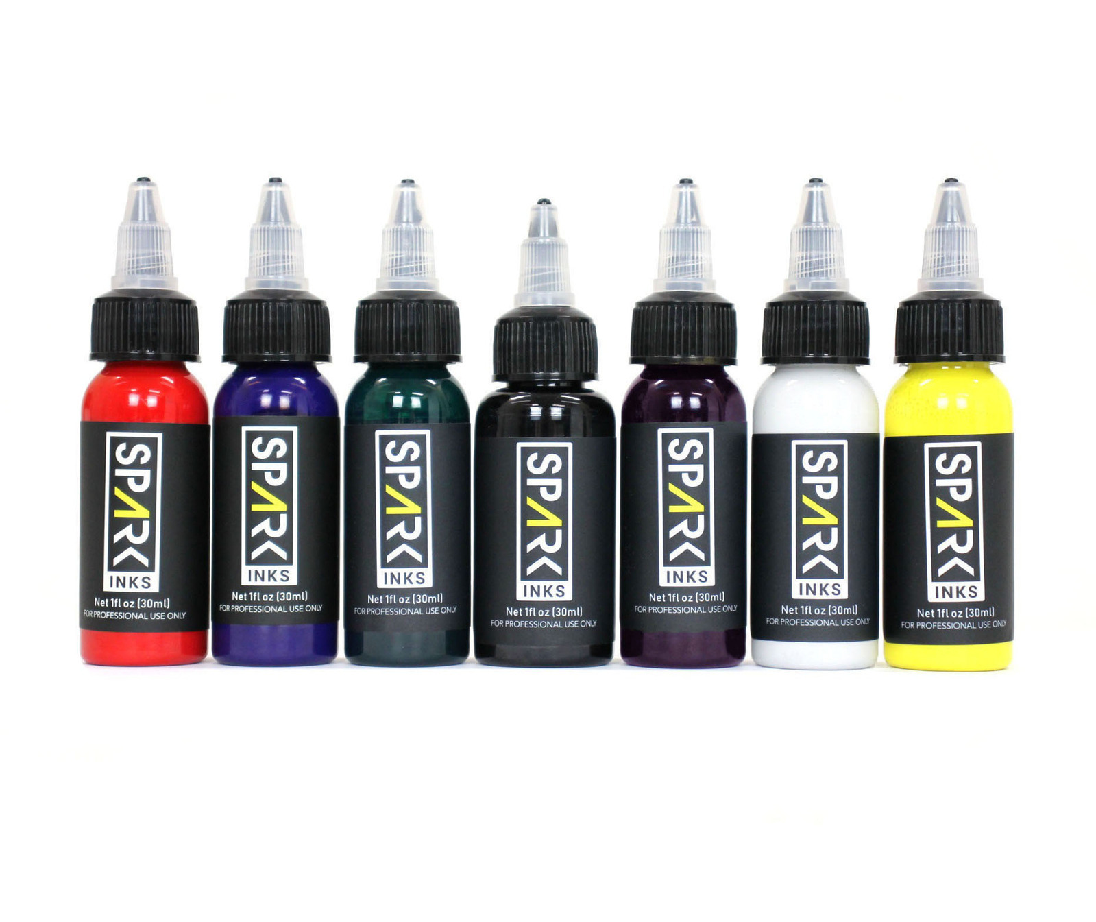 Spark Professional Tattoo Ink Black White Red Blue Green Yellow Purple