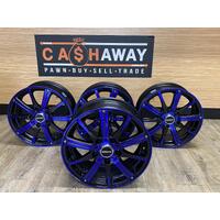 Speedy Rims Rimfire 4 x 15 Inch Sport Rims Gloss Black Electric Blue