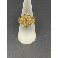 Ladies 21ct Yellow Gold Flower Pattern design Ring (Pre-Owned)