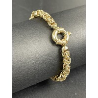 Ladies 9ct Yellow Gold Fancy Knot Like Link Bracelet (Pre-Owned)