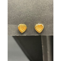 Ladies 18ct Yellow Gold Heart Shape Stud Earrings