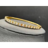 Ladies 14ct Yellow Gold Diamond Oval Bangle (Pre-Owned)