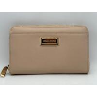 Urban Status Women’s Zip-Around Leather Wallet Pouch Beige 