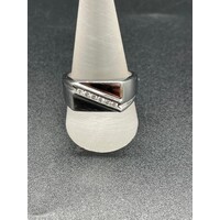 Mens Stainless Steel Silver Cubic Zirconia Ring (Pre-Owned)