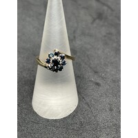 Ladies 9ct Yellow Gold Blue Gemstone Ring (Pre-Owned)