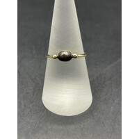 Ladies 9ct Yellow Gold Black Pearl Ring