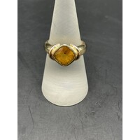 Ladies 9ct Yellow Gold Yellow Gemstone Ring