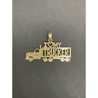 Unisex 14ct Yellow Gold 'I LOVE MY TRUCKER' Pendant