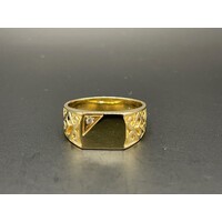 Mens 9ct Yellow Gold Diamond Ring