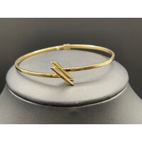 Ladies 9ct Yellow Gold Round Hinged Cuff Bangle