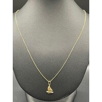 Unisex 14ct Yellow Gold Cable Link Necklace & Yacht Pendant