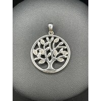 Ladies 9ct White Gold Tree Of Life Pendant