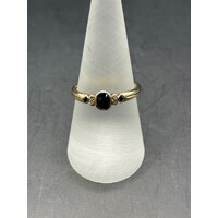 Ladies 9ct Yellow Gold Dark Blue Gemstone Ring