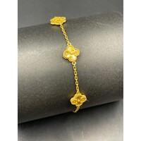 Ladies 21ct Yellow Gold Clover Charm Bracelet