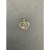 Unisex 9ct Yellow Gold Heart Shape No.18 Pendant