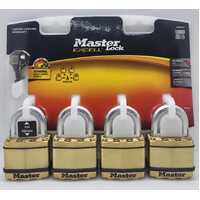 Master Lock Excell Laminated Padlock 50mm 4 Pack M5BQAU Tough Under Fire