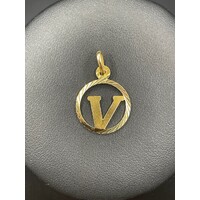 Unisex 18ct Yellow Gold Letter V Pendant