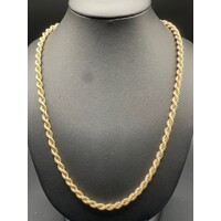 Unisex 9ct Yellow Gold Rope Link Necklace