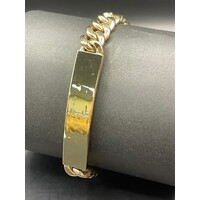 Unisex 14ct Yellow Gold Curb Link ID Bracelet