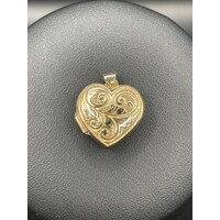 Ladies 10ct Yellow Gold Heart Locket Pendant