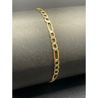 Unisex 9ct Yellow Gold Figaro Link Bracelet