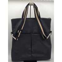 Coach Charles Foldover Tote Smooth Leather Bag Black Detachable Strap