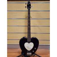 Daisy Rock Girl Guitars Heart Shaped Electric Bass with Purple Gig Bag