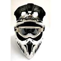 Airoh Wraap Beast Motocross Helmet Size L 59-60 Matte Black White with Goggles
