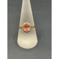 Ladies 10ct Rose Gold Morganite and Diamond Ring