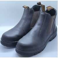 Jackeroo Leather Slip-On Safety Steel Cap Work Boots Size 11 UK Black