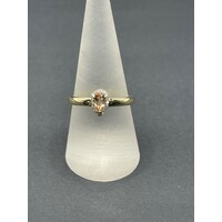 Ladies 9ct Yellow Gold Morganite and Diamond Ring