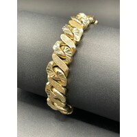 Mens 9ct Yellow Gold Chuncky Curb Link Bracelet