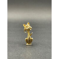 Unisex 9ct Yellow Gold Vintage Cat Pendant