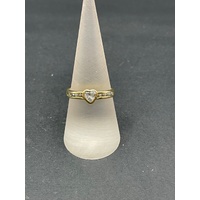 Ladies 18ct Yellow Gold Cubic Zirconia Heart Ring