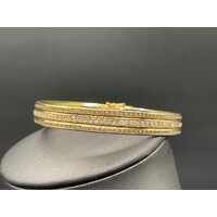 Ladies 18ct Yellow Gold Round Glass Bangle