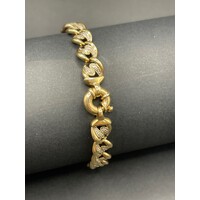 Ladies 9ct Yellow Gold Fancy Link Diamond Bracelet