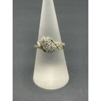 Ladies 10ct White and Yellow Gold Diamond Cluster Ring