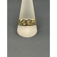 Ladies 9ct Yellow Gold Curb Link Pattern Diamond Ring