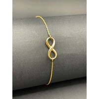 Ladies 18ct Yellow Gold Cable Link with Infinity Charm Bracelet