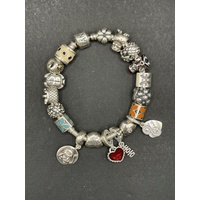 Ladies 925 Sterling Silver Pandora Snake Link Charm Bracelet