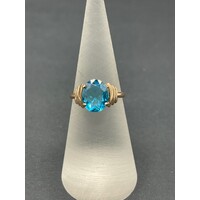 Ladies 9ct Yellow Gold Blue Gemstone Ring