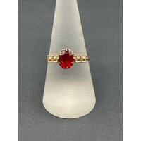 Ladies 9ct Yellow Gold Red Gemstone Ring