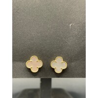 Ladies 18ct Yellow Gold Clover Stud Earrings