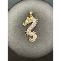 Unisex 9ct Two Tone Gold Dragon Pendant