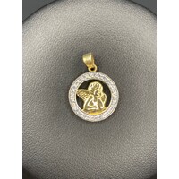 Ladies 9ct Yellow Gold Round Angel Pendant