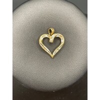 Ladies 9ct Yellow Gold Diamond Heart Pendant