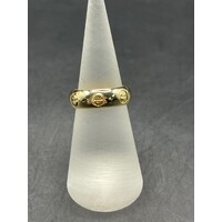 Ladies 18ct Yellow Gold Stamp Pattern Band Ring