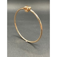 Ladies Rose Gold Plated Metal Round Bangle