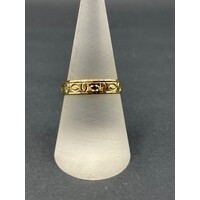 Unisex 18ct Yellow Gold Laser Cut Pattern Ring